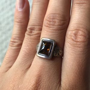 Sterling silver amber ring round perfect ring